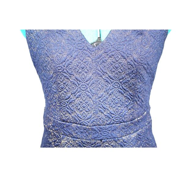 NWT Michael Kors Navy Gold Brocade Sleeveless V-Neck Dress Size Small - Picture 4 of 6
